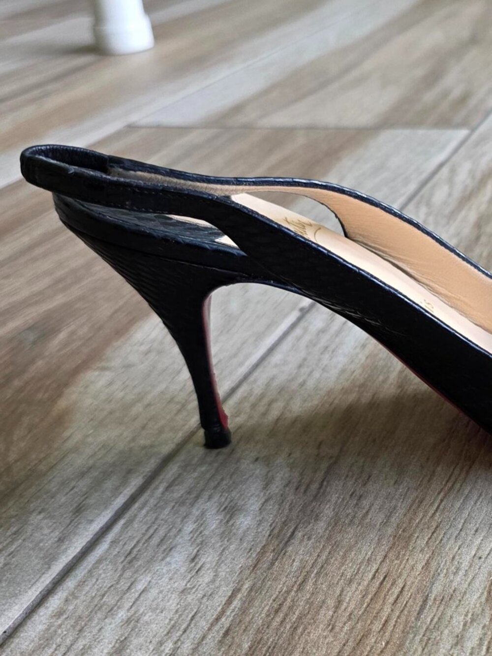 Christian Louboutin Black Lizard Print Slingback Shoes Eur. 37 - Picture 7 of 13